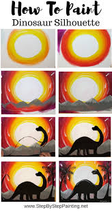 Dinosaur Painting Learn To Paint This Step By Step Canvas Painting Diy Dinosaur Silhouette Silhouette Painting