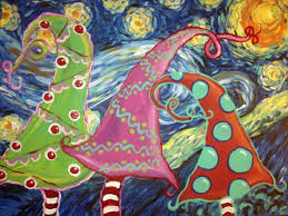 Van Gogh S Starry Night Meets Dr Seuss Whimsical Trees This Is The Art Project My Students Christmas Art Projects Winter Art Projects Elementary Art Projects