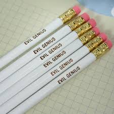 Evil Genius 6 Six Pack Pencil Set In White For Plotting Total World Domination Or Your Neighborhood At Least Evil Geniuses Engraved Pencils Evil