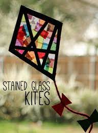 Colorful Stained Glass Kites Window Display Make And Takes Spring Crafts Kite Craft Kite Making