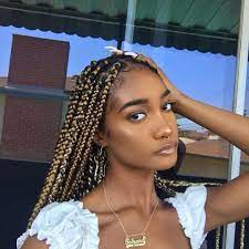 Updated 30 Eye Catching Blonde Box Braids August 2020 Box braiding is a style of braiding hair that protects the natural hair and scalp even as it incorporates the synthetic/natural hair extensions to extend the braids. eye catching blonde box braids