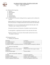 Class 10 Core Assignment Topic Life Processes Q1 Define