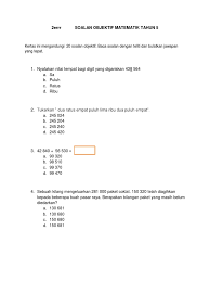 Soalan Objektif Matematik Tahun 5 Pdf