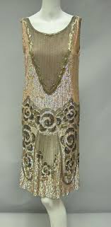 Chanel 1920 S Gold Beaded Flapper Dress Front View Beaded Flapper Dress Fashion Vintage Outfits