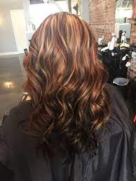 Dark Brown Underneath With White Blonde Highlights And Dark Brown Low Lights With Fire Hot Red Slices An Brown Hair With Lowlights Light Curls Long Hair Styles