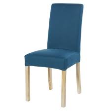 Le sedie rotte, il divano con molle. Fodera Per Sedia In Lino Lavato Blu Pavone Margaux Maisons Du Monde