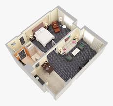 The house plan's layout includes: One Bedroom 3d Floor Plans Hd Png Download Transparent Png Image Pngitem