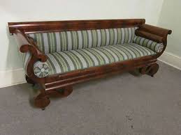 All sizes are approximate and may vary slightly. Rare Meeks Flame Mahogany Classical Empire Sofa With Ogee Shaped Biedermeier Furniture Empire Furniture Vintage Leather Sofa
