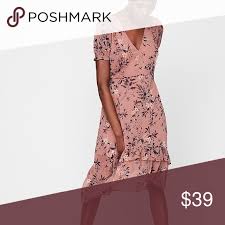 Express Pink Floral Ruffle Dress Flattering Dresses Flowy Midi Dress Ruffle Dress