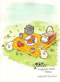 Mid Autumn Festival To Go To Cute Little Bunny Tea Moon Cake Boxes Watercolor Illustrations A Group Meatball Æ°´å½© Æç» Ç»
