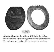 Prix et test de la lunette de wc papado, qui en se clipsant / déclipsant facilement rend les toilettes totalement hygiéniques. Abattant Lunette Toilette Wc En Bois De Chene Incrustations Style Industriel Steampunk Reliefs 3d Un Grand Marche