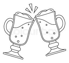 Colorful sketch of beer glass. Line Art Black And White Two Fancy Stock Vector Colourbox
