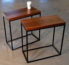 New harper black dining table with walnut top. Salvaged Walnut Side Table Modern Steel Base Ebay