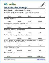 Select one or more questions using the checkboxes above each question. Words And Their Meanings For Grade 3 K5 Learning