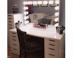 Custom 59 Inch Hollywood Glamour Vanity Set Lighted Mirror W Built In Dual Outlet And Usb Ports 59 13 Drawer Table W Glass Table Top Beauty Room Vanity Beauty Room Glam Room