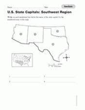 This map quiz game is here to help. Quiz Southwest U S State Capitals Printable 3rd 8th Grade Teachervision