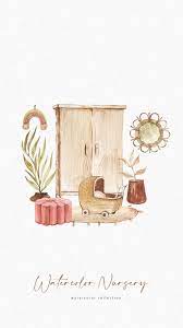 Boho Nursery Watercolor Clipart Decor Nursery Furniture Diy Posters Png Nursery Illustration Kids Nursery Art Floral Cards Design