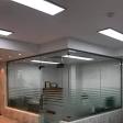 Two side glass partition in office door glass door