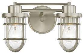 Made up of stainless crystal and steel fixtures. In Stock Seeded Glass Vanity Light With Cage 2 Light Bronze Beach Style Bathroom Vanity Lighting By Destination Lighting Houzz