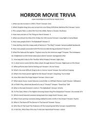 Halloween movie trivia questions—set 3. Horror Movie Trivia Printable 35 Images Free Printable Trivia Quiz For Adults Would You Survive A Horror Quiz Page 2 Would You Survive A Horror Quiz Page 1