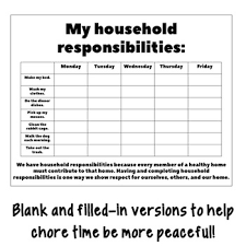 My Household Chore Chart Life Skills For General And Special Education