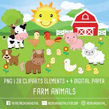 Farm Animal Clip Art Animal Friends Sticker Animal Buddy Etsy Animal Pictures For Kids Animal Clipart Farm Animals Pictures
