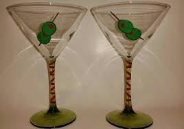 Olive Martini Painting Glassware Glassware Martini