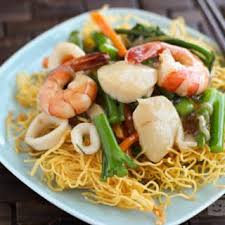 Charles Phan S Crispy Egg Noodles With Seafood Recipe Yummly Recipe Egg Noodles Frozen Seafood Mix Recipes Seafood Recipes