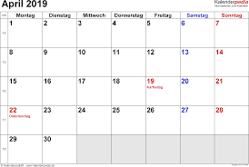 Blank april calendar and april holidays 2019 are also available. Kalender April 2019 Als Pdf Vorlagen