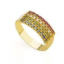 Anel Em Ouro 18k Meia Alianca Safira Rubi Esmeralda E Diamante Um Verdadeiro Classico Que Nunca Sai De Moda O Anel Em Ouro 18k Mei Meio Anel Safira Diamante