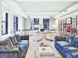 The Custom Sofas In Founder Tommy Hilfiger S Own Office Are Covered In His Company S Denim Interior Design Interior Interior Design Magazine