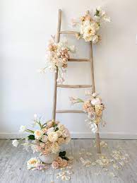 Neutral Floral Installation With Roses Tulips Peonies Wedding Decorations Flower Installation Wedding Deco