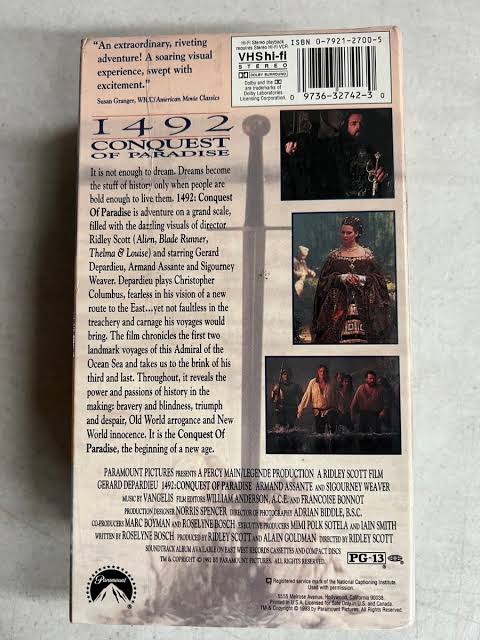 1492: Conquest of Paradise (1992) VHS BRAND NEW SCREENER with Watermarks