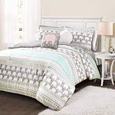 Chic home elephant reprise reversible comforter set, polyester/polyfill/microfiber in orange/green/white, size twin comforter + 6 additional pieces. Amazon Com Lush Decor Pink And Turquoise Elephant Striped 4 Piece Comforter Set Reversible Bedding Twin Pink Turquoise Home Kitchen