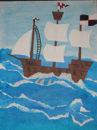 4th Grade Watercolor Pirate Ship Collage Painting 22 X28 Art Teacher Susan Joe Pirate Art Pirate Ship Art Ship Art