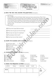 English rhymes for kids of class 2 are written in an easy to understand language. 1st Term 6th Class 2nd English Examination Esl Worksheet By Fbilgi