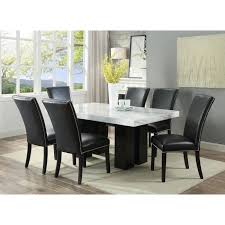 Hooker furniture sante rectangular dining table details handcrafted rectangular dining table. Camila Rectangular Dining Room Set W Black Chairs By Steve Silver Furniture Furniturepick