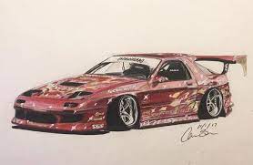 Mazda Rx-7 Twerkstallion Drift Car Drawing Mazda Mazda Rx7 Car Drawings