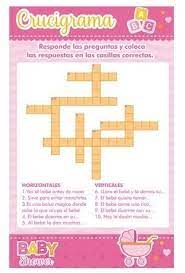 Juegos de diferentes temáticas para baby shower listas para imprimir y con sus respuestas incluidas. Juegos Para Baby Shower De Nina Crucigrama Encuentra Juegos