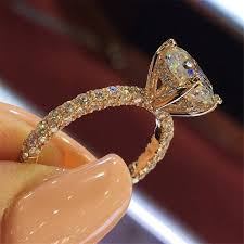 ChenFeng Rose Gold Halo Engagement Ring for Women