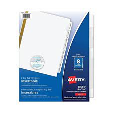 We did not find results for: Avery Big Tab Extra Wide Insertable Dividers For Laser And Inkjet Printers 8 Tabs Clear Staples Ca