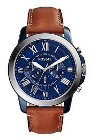 Fossil Men S Grant Quartz Stainless Steel And Leather Chronograph Watch Deri