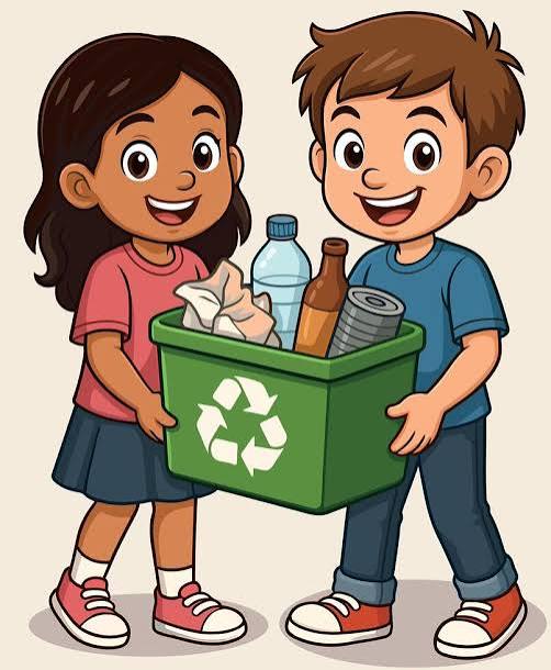 niños llevar en reciclar compartimiento dibujos animados estilo 68685879 Vector en Vecteezy