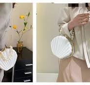 IAMUHI Lovely Shell Handbag Purse Beaded Evening Bag Chain Cross-body  Clutch Purse,White: Handbags: Amazon.com