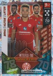 Danny latza » bundesliga 2019/2020. Card 769 Ridle Baku Pierre Kunde Danny Latza Topps German Fussball Bundesliga 2019 2020 Match Attax Extra Laststicker Com