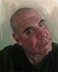 Hey! It's me. 56 year old me painted very simply 8 years ago, without  excess refinement or labor. Many artists' self portraits try to capture  some introspective deep meaning. This one is