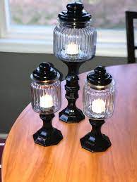 Diy Apothecary Jars Dollar Tree 3 Candy Jars Dt 4 Candle Sticks Dt Paint Dt E6000 Glue Dollar Tree Candle Holders Dollar Tree Decor Diy Dollar Tree Decor