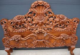 Incredible Vintage Hand Carved Wood Full Queen Bed Floral Design 1019 Removed Wood Carving Furniture Handmade Wood Furniture Wooden Bed Design