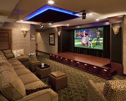 Installing the right type of home theater equipment, including a display screen and a projector can be tricky especially if the room is. This Basement Home Theater Features A 110 Screen For Movies And The Stage Provides A Perfect Setting Home Cinema Room At Home Movie Theater Home Theater Rooms