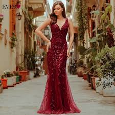 Ball gowns come in a few different styles, and this season is all. Burgundy Evening Dresses Ever Pretty V Neck Mermaid Sequined Formal Dresses Women Elegant Party Gowns Moon Ray Shop